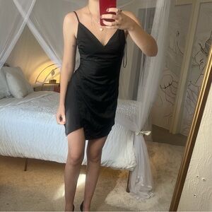 Altar'd State Black Satin Mini Dress